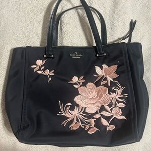 Kate Spade Black Tote with Pink Floral Design
